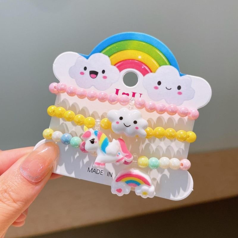 Kids Girls Cute Sweet Cartoon Acrylic Bracelet Set