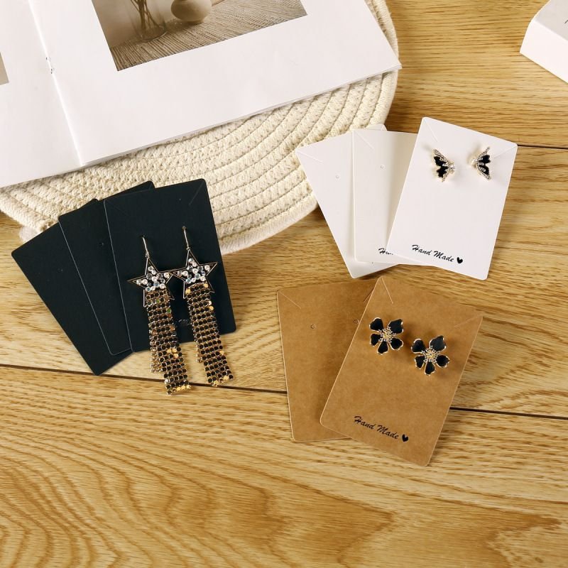 Black White Brown Earrings Necklace Jewelry Hanging Packaging Card