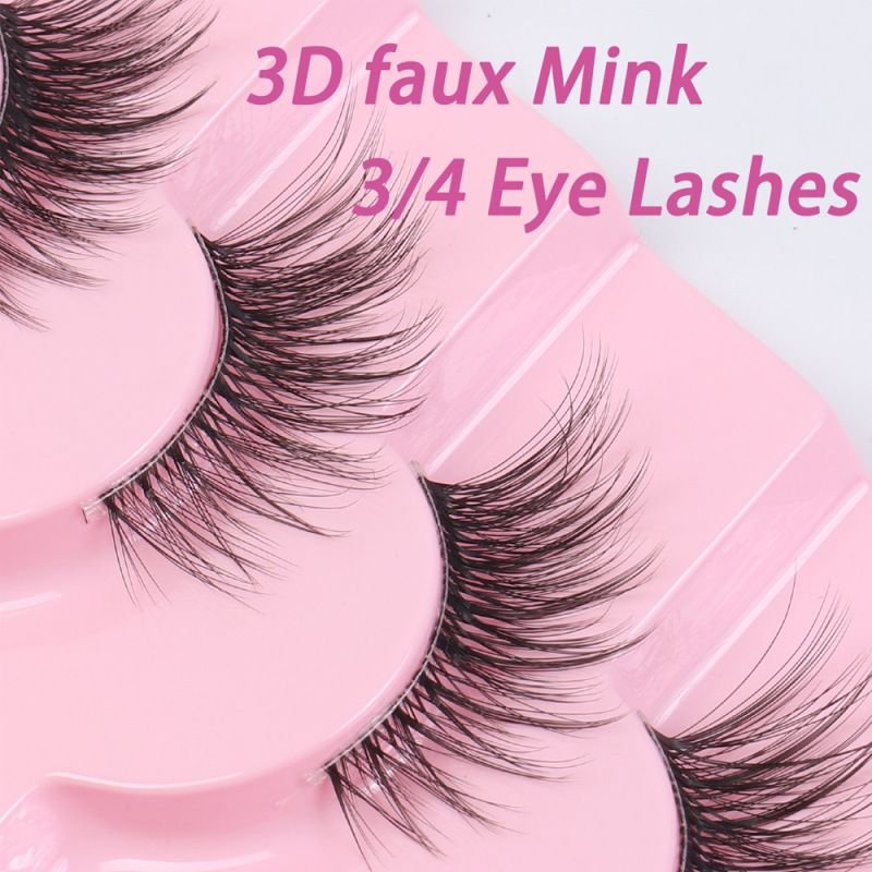 Women Natural Cat Eye Transparent Stem Eye Tail Elongated One-Piece False Eyelashes