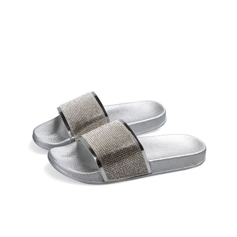Women Fashion Rhinestone Flat Slippers