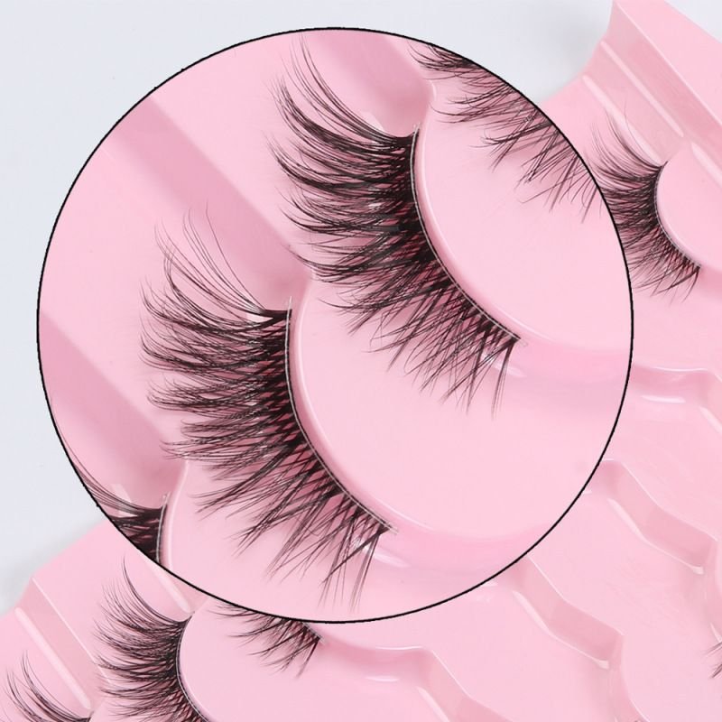 Women Natural Cat Eye Transparent Stem Eye Tail Elongated One-Piece False Eyelashes