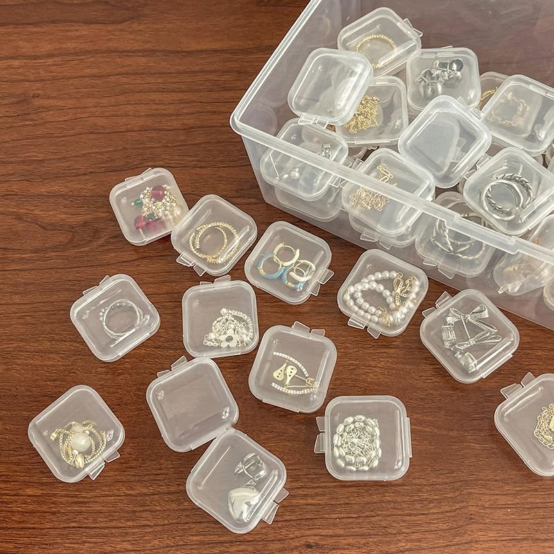 Fashion Plastic Transparent Mini Square Jewelry Earrings Packaging Storage Box With Lid