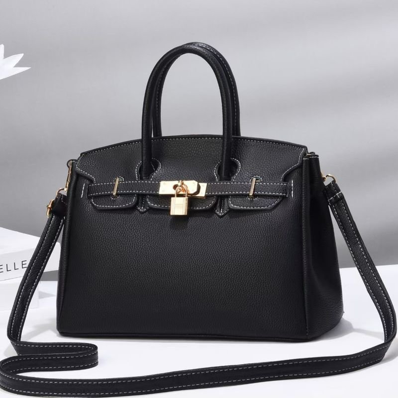 Women Fashion Bright Leather Crocodile-Print Large-Capacity Handle Shoulder Bag