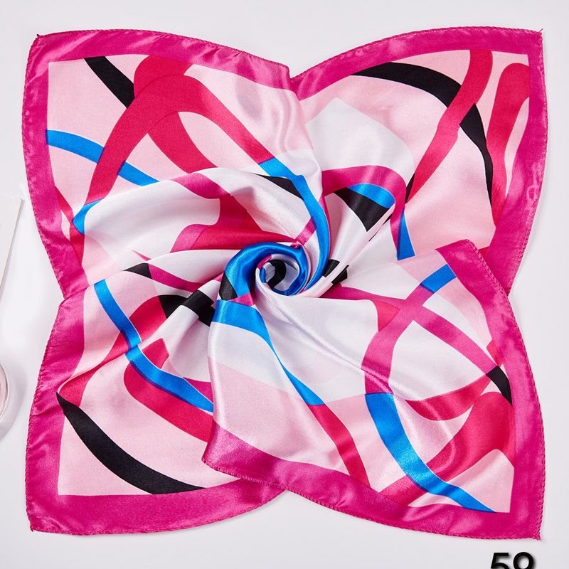 Women Simple Fashion Stripe Printed Square Silk Scarf