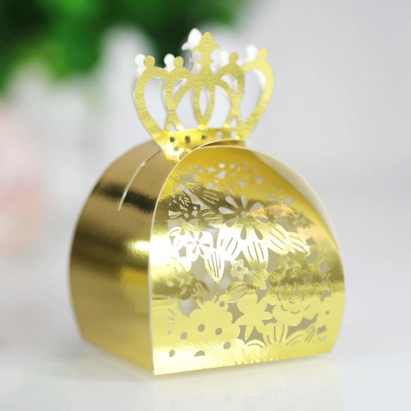 Simple Creative Laser Hollow Floral Crown Wedding Candy Packaging Box