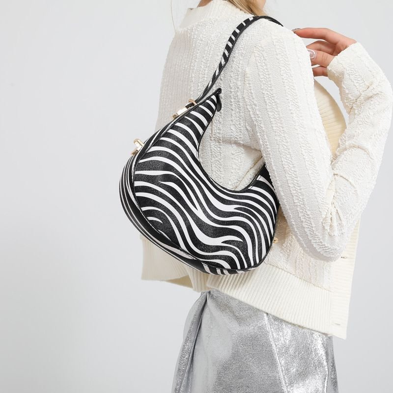 Women Fashion Zebra Printed Leopard Zipper Shoulder Bag
