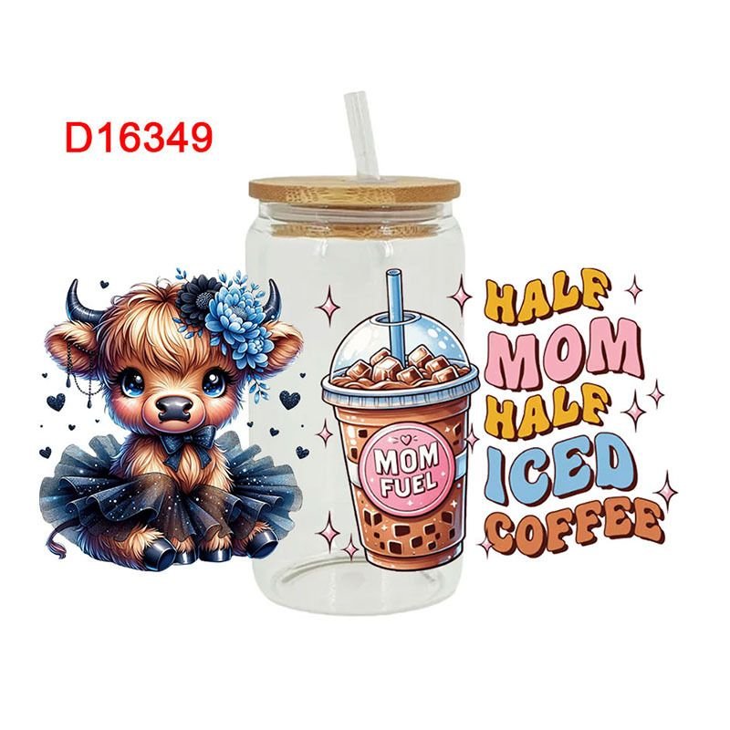 Cartoon Cute Letters Calf UV Transfer Glass Crystal Stickers
