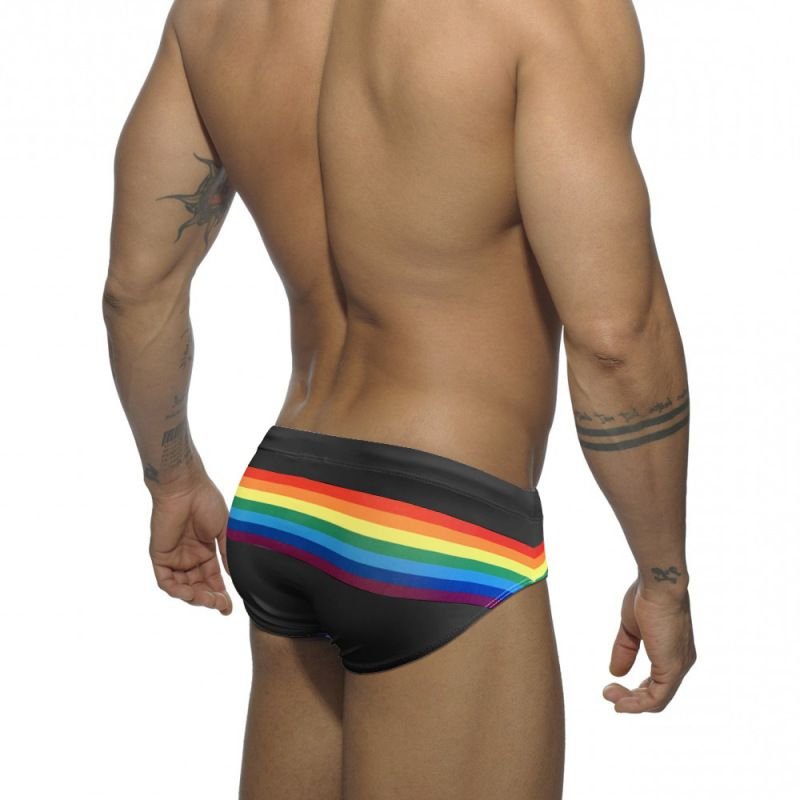 Men'S Fashion Rainbow Stripe Sexy Swim Briefs