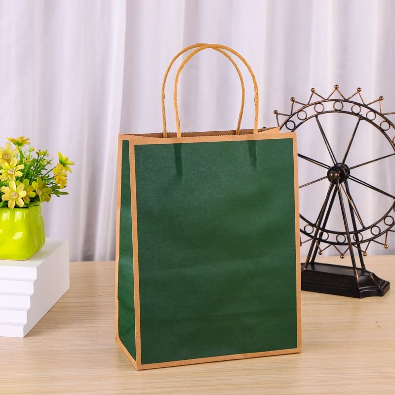 Simple Frame Contrast Color Packaging Paper Bag 50pcs/set