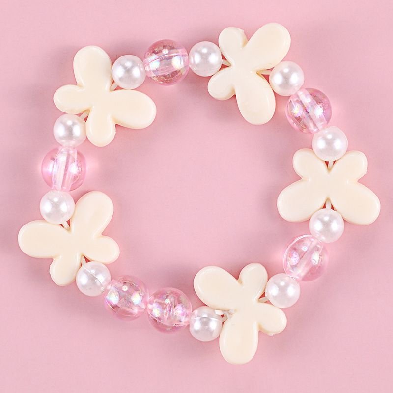 Kids Flower Butterfly Acrylic Princess Series Pink Bracelet Jewelry