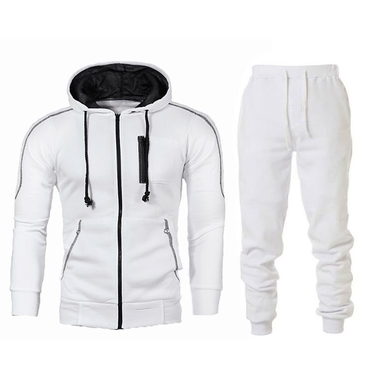 Men Casual Sports Color Matching Plus Size Long Sleeve Hoodies Trousers Sets