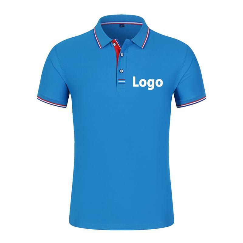 95% Cotton Men Solid Color Short Sleeves Lapel Polo Shirt Custom