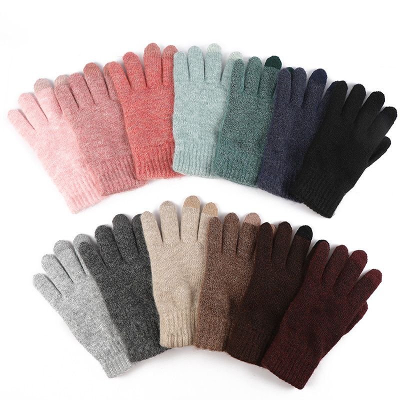 Autumn And Winter Women Fashion Non-Slip Warm Knitted Touch Screen Gloves