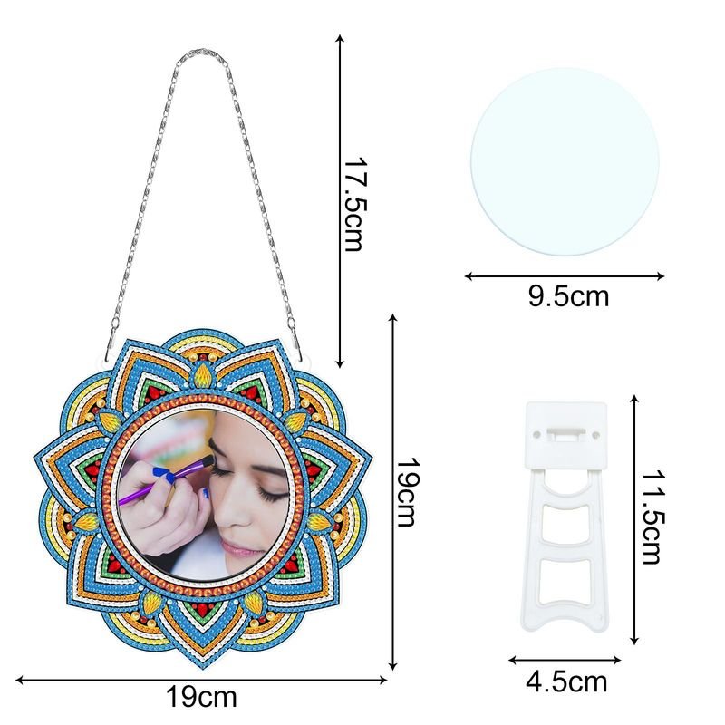 Creative Handmade DIY Diamond Painting Mandala Wind Chime With Makeup Mirror Can Be Placed And Hung Dual-Use