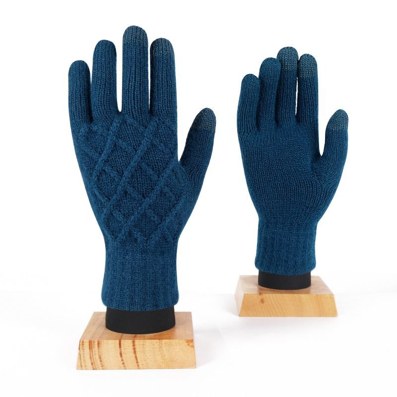Autumn And Winter Women Fashion Pineapple Flower Single-Layer Five-Finger Warm Touch Screen Gloves
