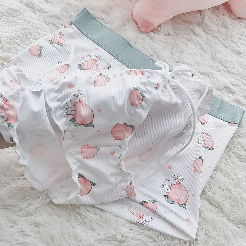 Valentine Day Cute Pink Rabbit Thread Couples Panties