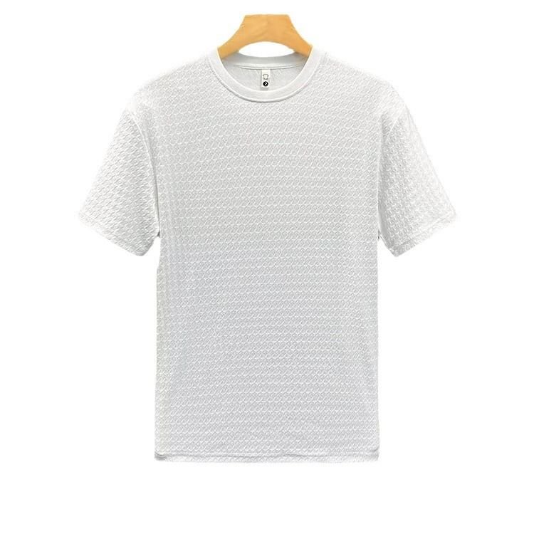 Men Fashion Casual Basic Solid Color Rib-Knit Short Sleeve T-Shirt