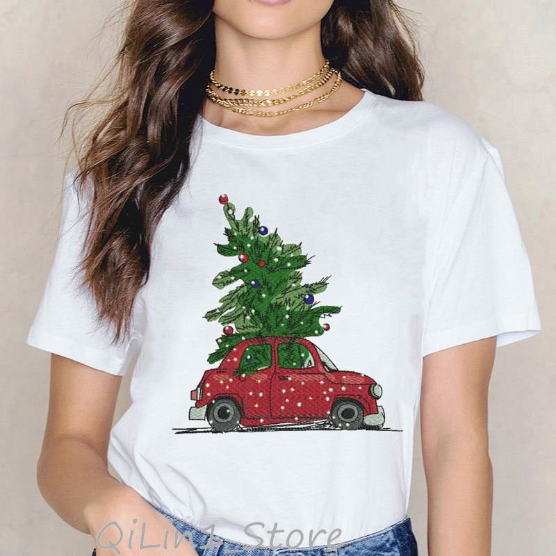 Merry Christmas Basic Women Short Sleeve Fashion Top T-Shirt
