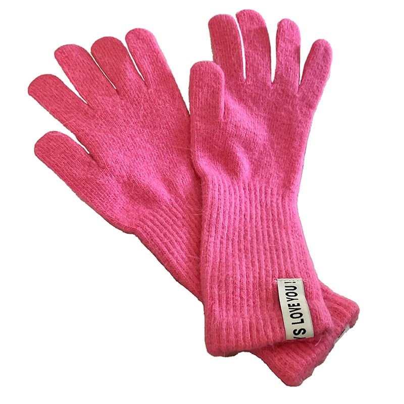 Autumn Winter Women Simple Solid Color Warm Knitted Wool Gloves