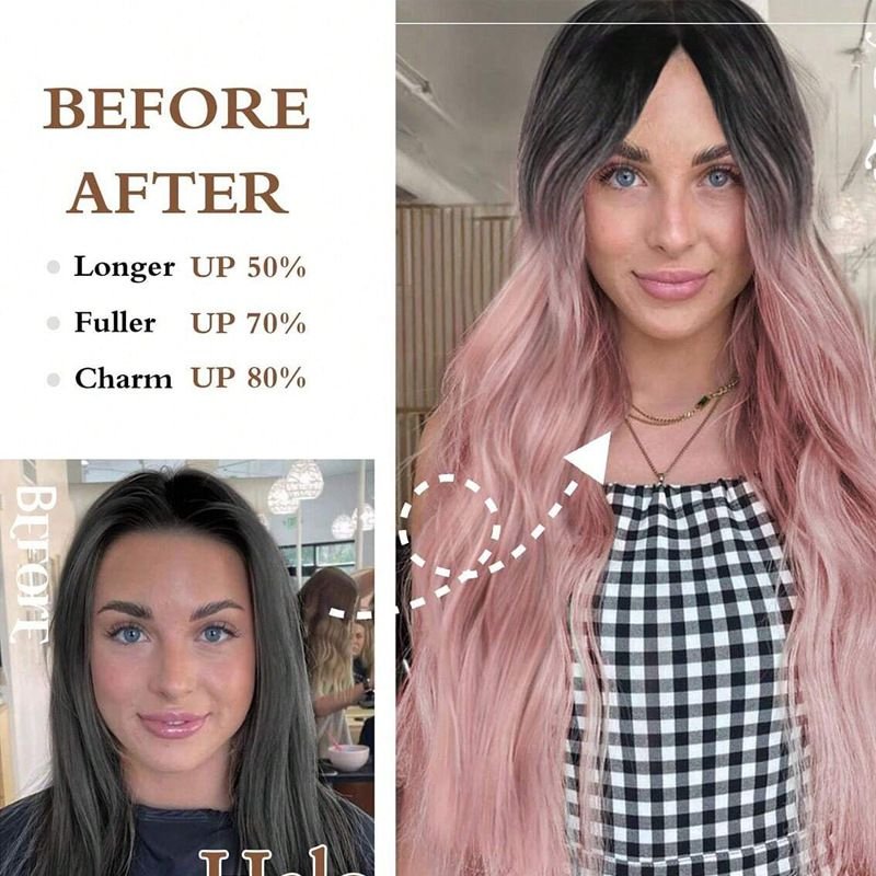 Women Gradient Color Hairpiece Curly Hair Extension Wig
