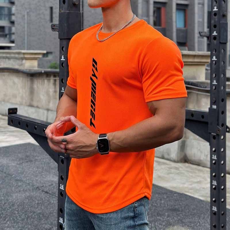 Men Casual Basic Sport Alphabet Print Short Sleeve Round Neck T-Shirt
