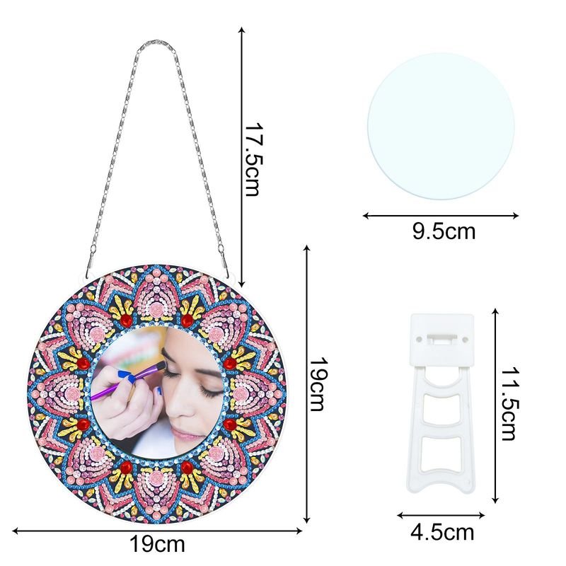 Creative Handmade DIY Diamond Painting Mandala Wind Chime With Makeup Mirror Can Be Placed And Hung Dual-Use