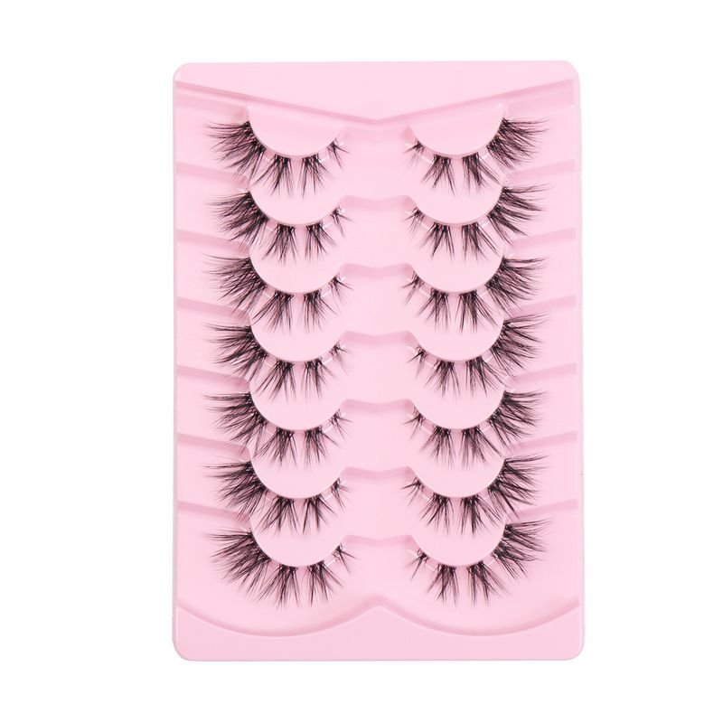 Women Natural Cat Eye Transparent Stem Eye Tail Elongated One-Piece False Eyelashes