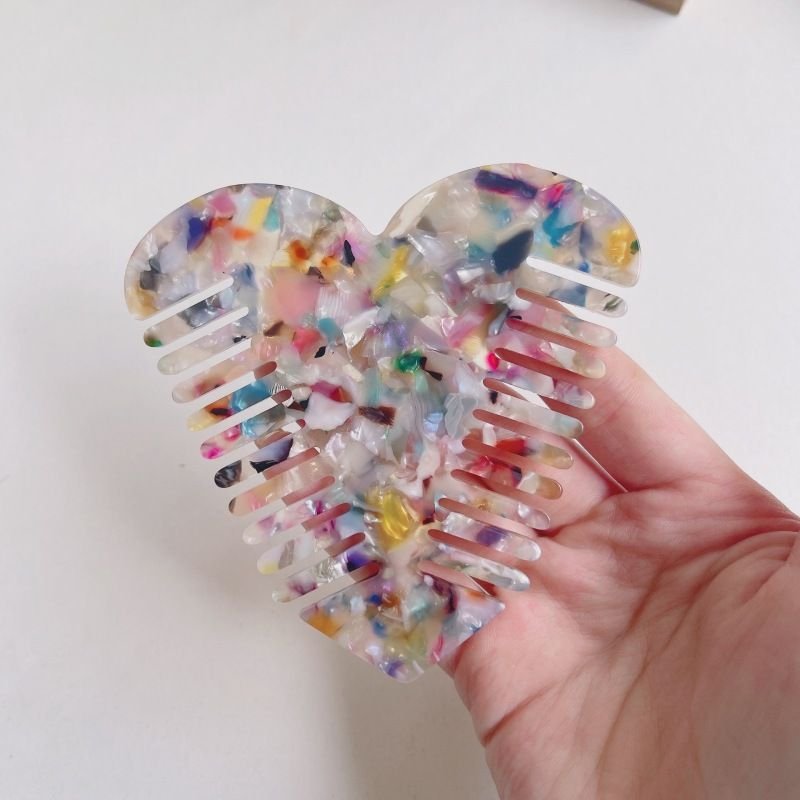 Women'S Fashion Cute Heart-Shaped Anti-Static Acetate Sheet Hairdressing Comb