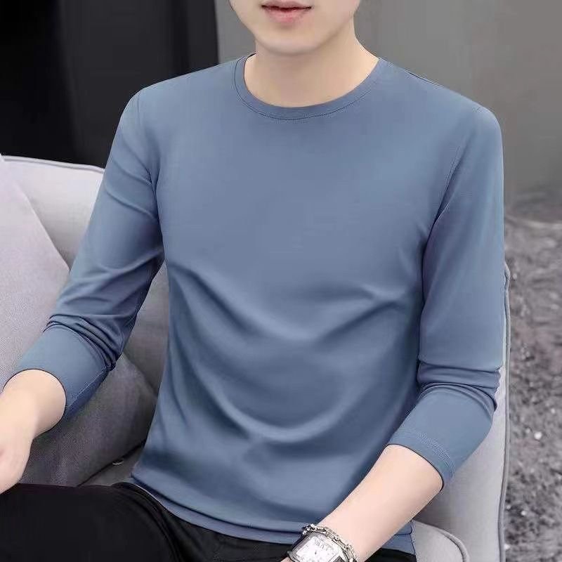 Men Basic Casual Long-Sleeved Round Neck T-Shirt