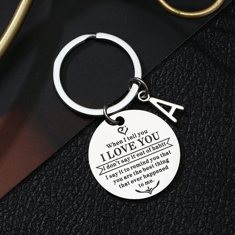 Simple Stainless Steel 26 Letter Keychain