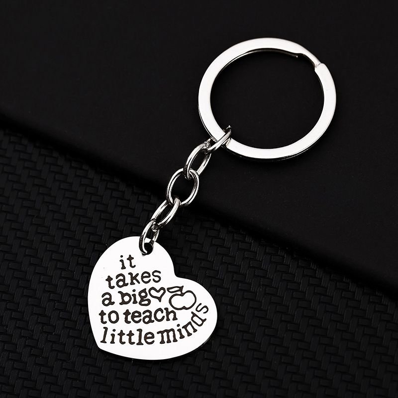 Simple Stainless Steel Heart-Shaped Keychain