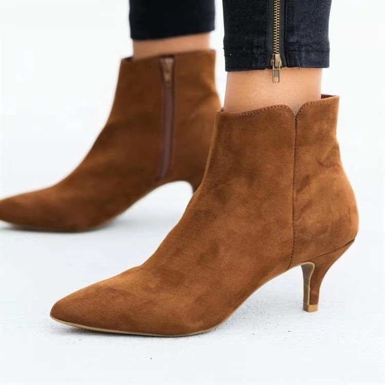 Women Fashion Leopard Snake Print Pointed Heel Ankle Boots