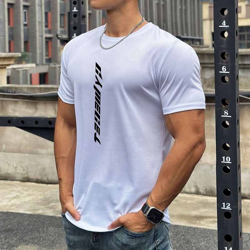 Men Casual Basic Sport Alphabet Print Short Sleeve Round Neck T-Shirt