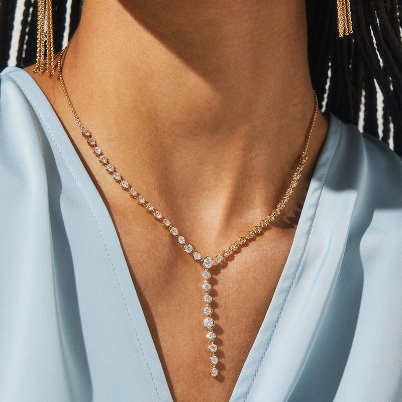 Women Fashion Simple Diamond Necklace