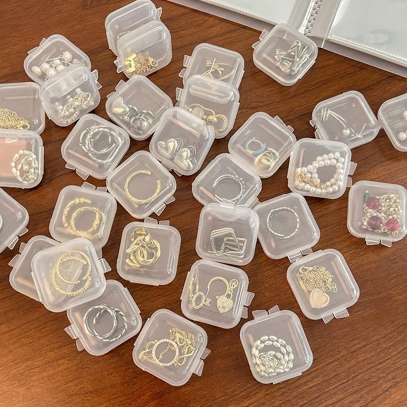 Fashion Plastic Transparent Mini Square Jewelry Earrings Packaging Storage Box With Lid