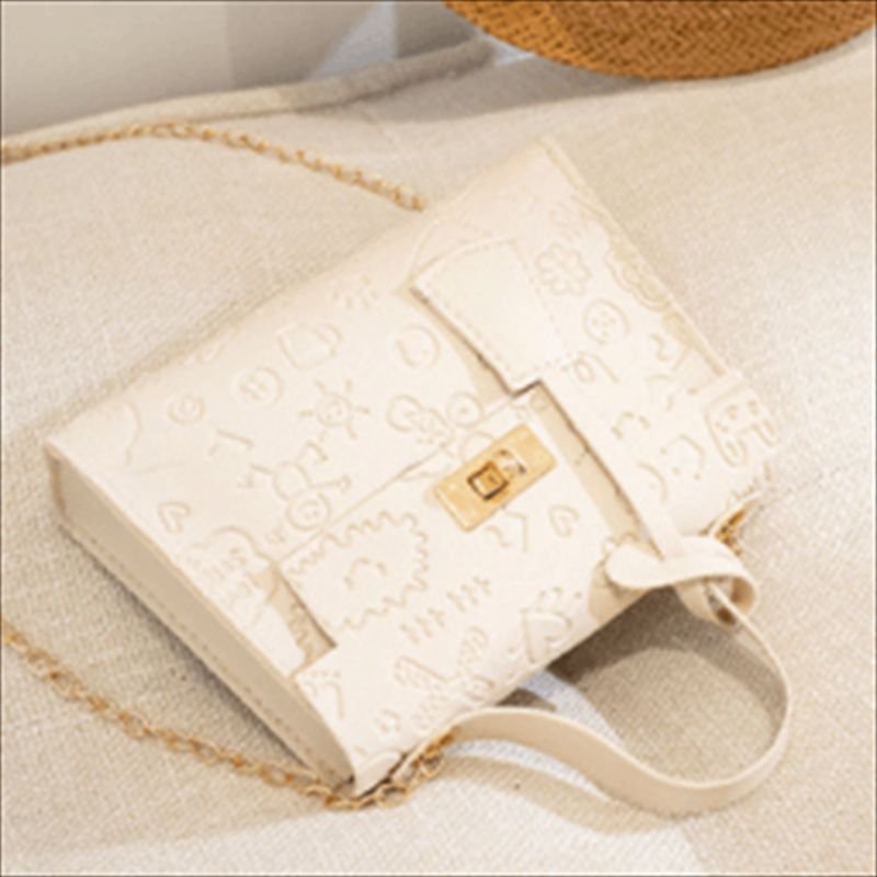 Women Sweet Solid Color Embossing PU Crossbody Bag