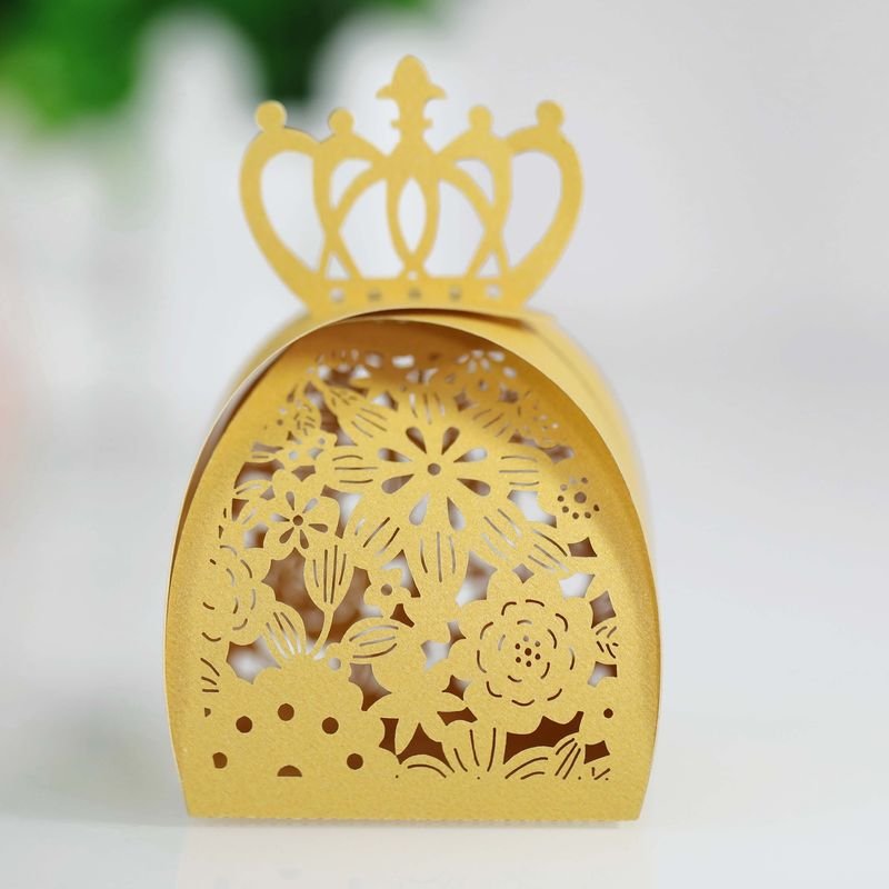 Simple Creative Laser Hollow Floral Crown Wedding Candy Packaging Box