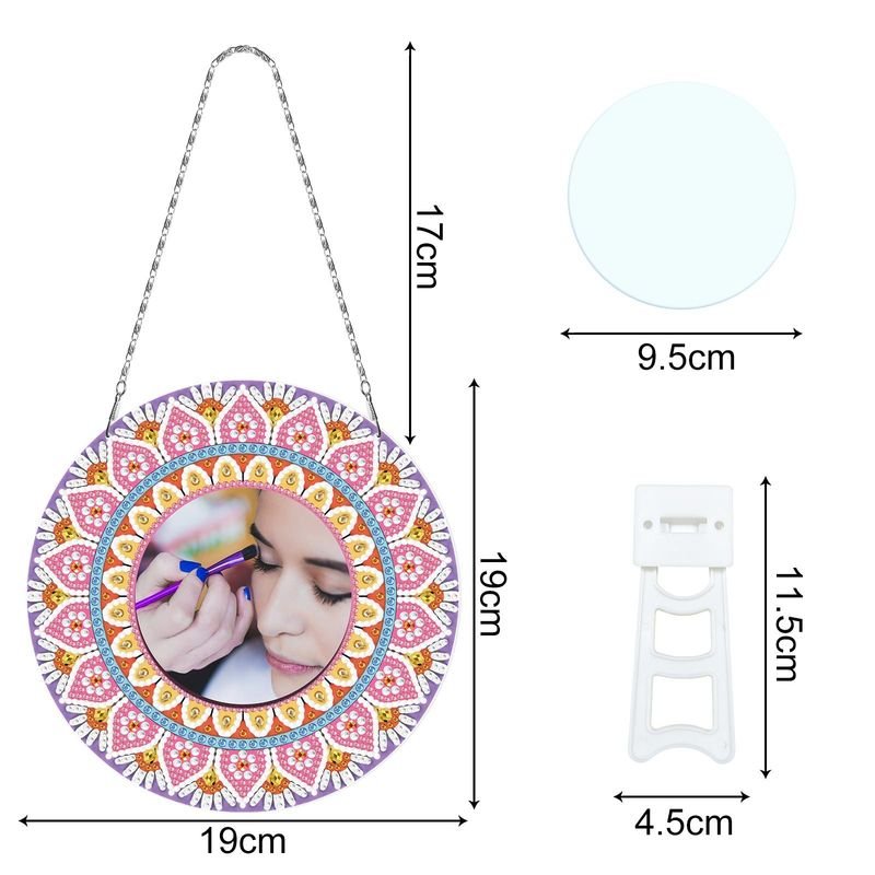 Creative Handmade DIY Diamond Painting Mandala Wind Chime With Makeup Mirror Can Be Placed And Hung Dual-Use