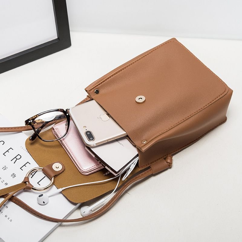 Women Fashionable Simple Solid Color Flap Magnetic Buckle Square Crossbody Bag