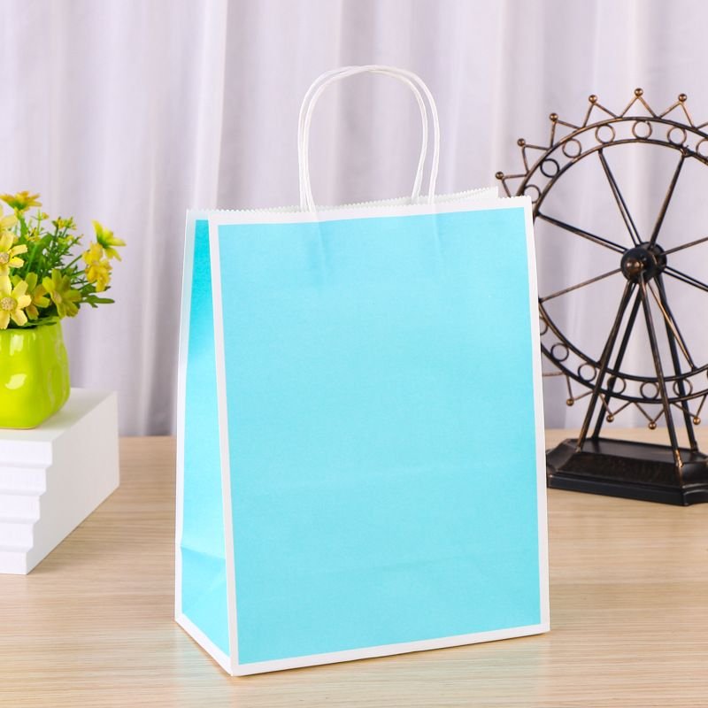 Simple Frame Contrast Color Packaging Paper Bag 50pcs/set