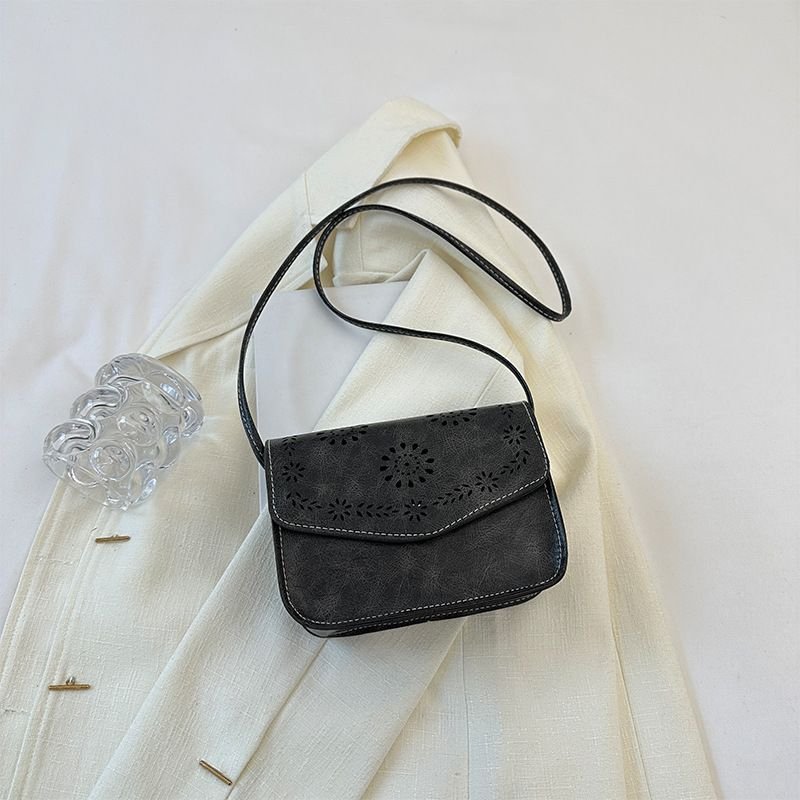 Women Fashion Solid Color Pattern Hollow Square Flap Cross Body Bag