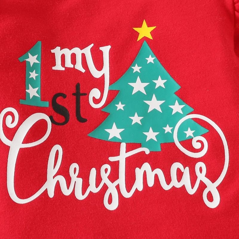 Kids Baby Girls Cute Party Christmas Alphabet Long Sleeve Romper Flare Trousers Sets