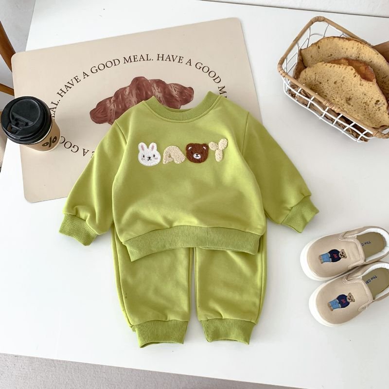 Kids Baby Boys Girls Casual Cute Cartoon Long Sleeve Sweatshirts Pants Sets