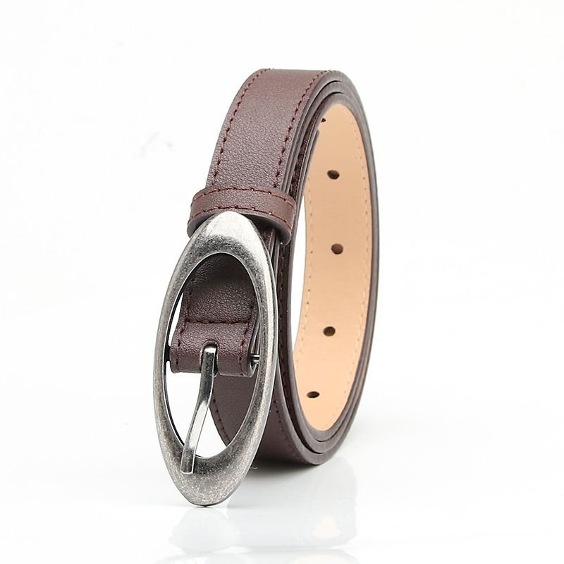 Women Simple Creative Oval Alloy Buckle Belt