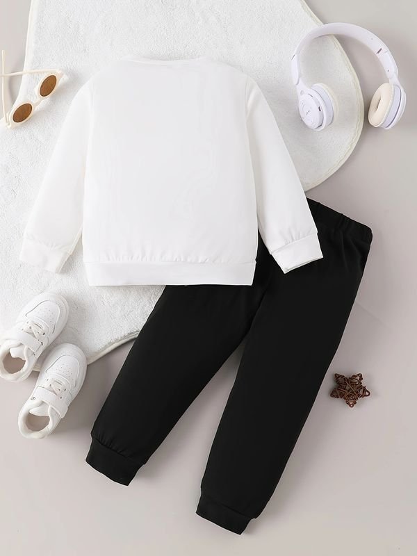 Kids Baby Boys Casual Cute Alphabet Print Long Sleeve Sweatshirts Trousers Sets