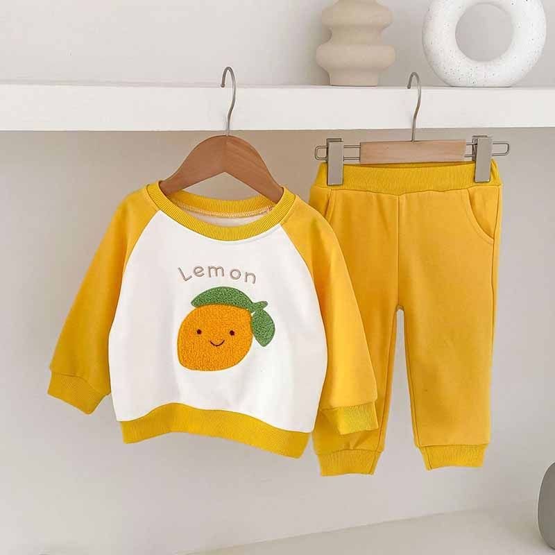 Kids Baby Boys Girls Casual Cute Cartoon Color Matching Long Sleeve Sweatshirts Trousers Sets