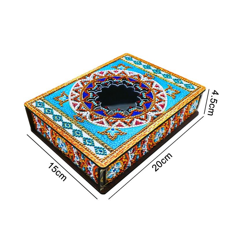 Handmade DIY Diamond Painting Crystal Diamond Mandala Pattern Storage Box With Mirror