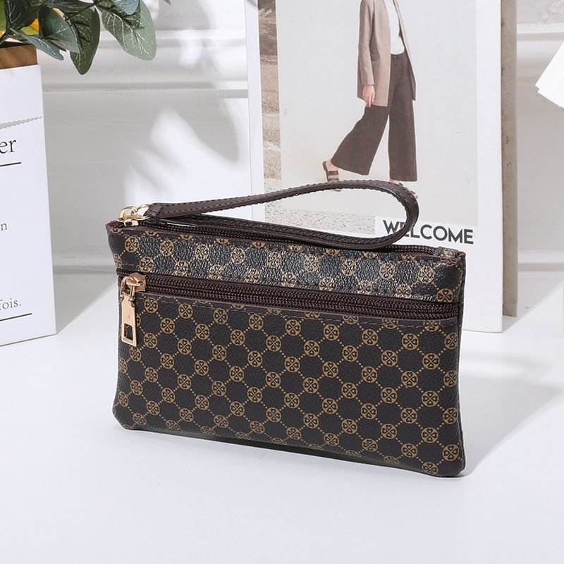 Women Fashion Old Flower Zipper Long Purses