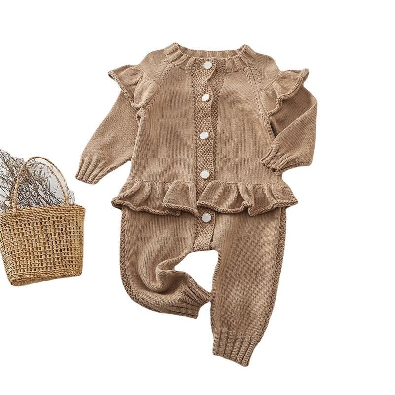 Kids Baby Boys Girls Fall Winter Casual Cute Solid Color Long Sleeve Cardigan Knitted Trousers Sets