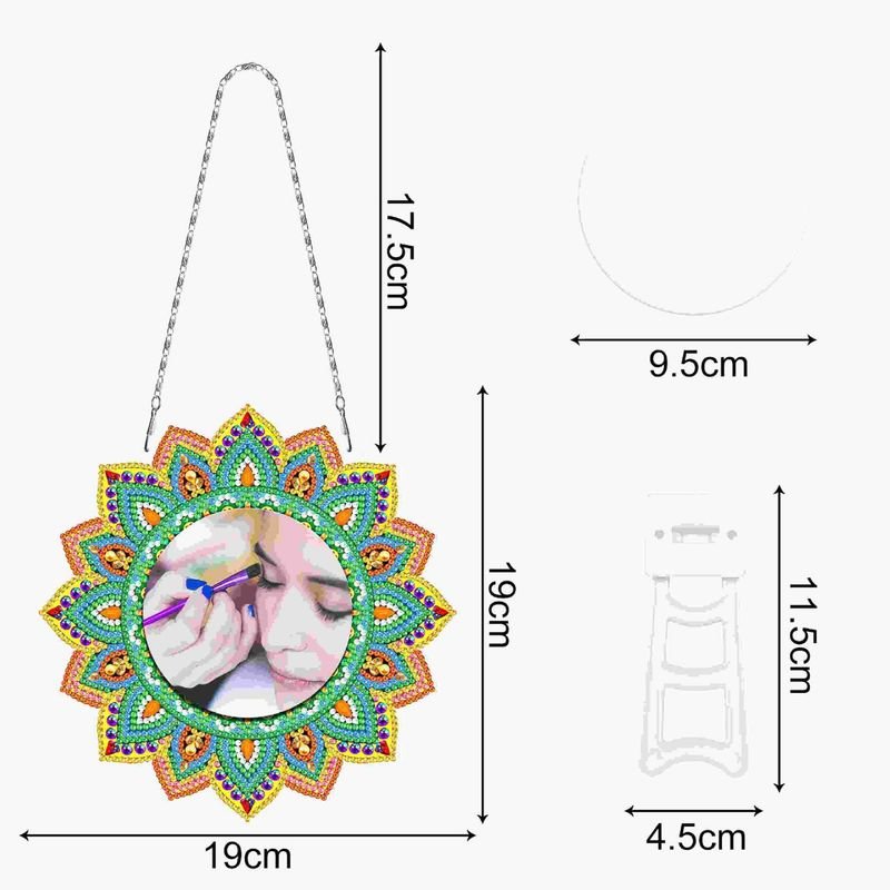 Creative Handmade DIY Diamond Painting Mandala Wind Chime With Makeup Mirror Can Be Placed And Hung Dual-Use